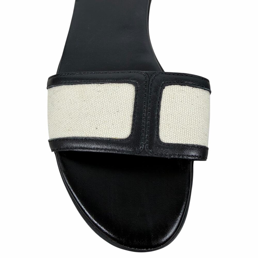 J. Crew Georgina Slide Sandal in Canvas & Leather Black Size 6.5 - Picture 5 of 12